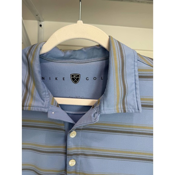 Nike Golf Men's‎ Polo Striped Size Large Blue Gold - Picture 2 of 7
